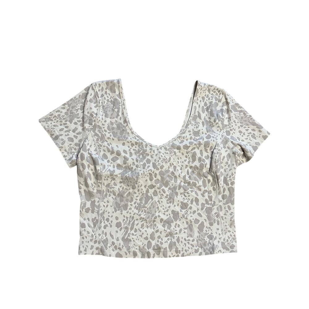 Lululemon Align T-Shirt CHEETAH CAMO‎ WHITE/GRAY Size 10